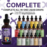 LuxFlo gouttes collagène et hyaluronique — flacon clair, hydratation cutanée possible.