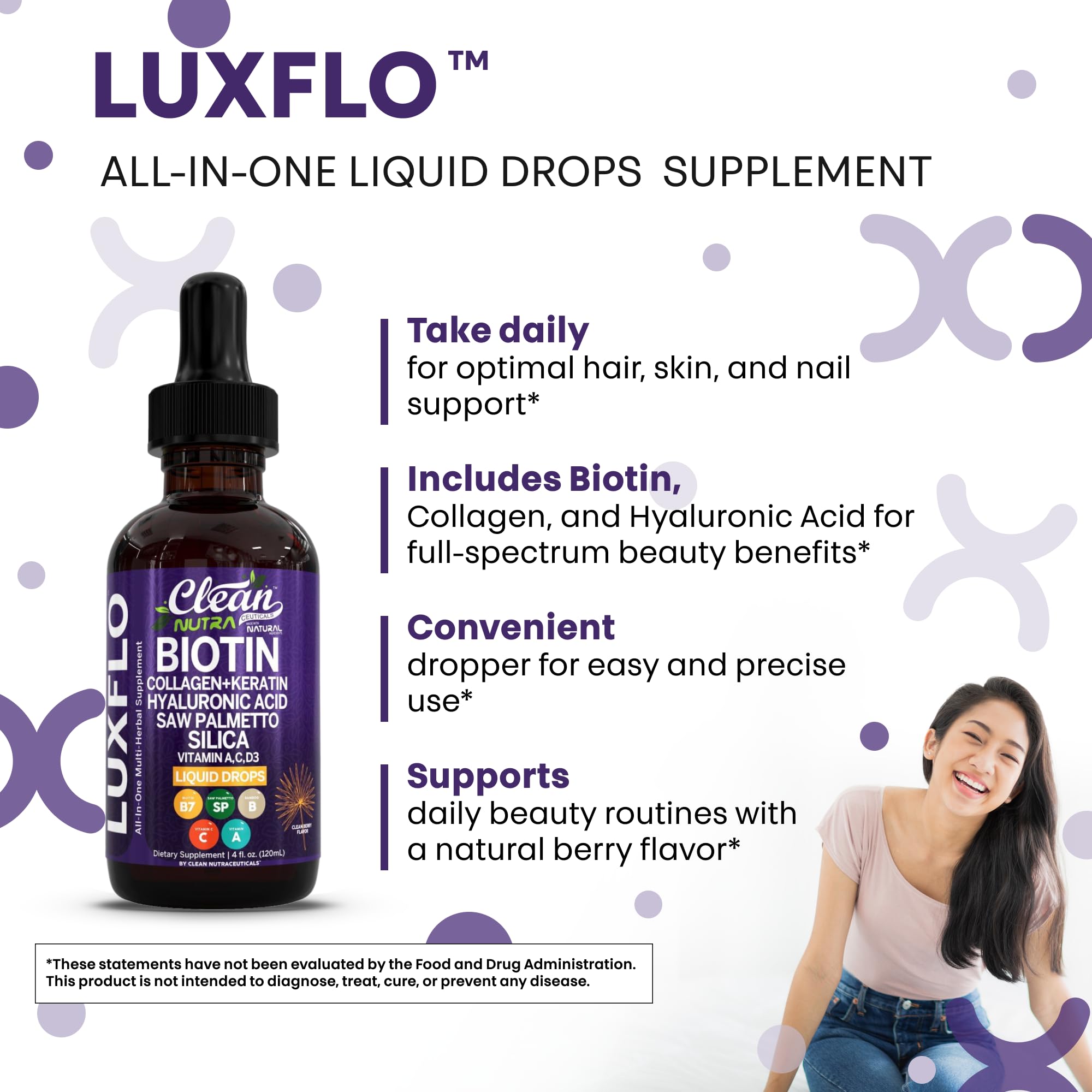 LuxFlo vitamines C et D3 — flacon lumineux, soutien immunitaire et santé osseuse.