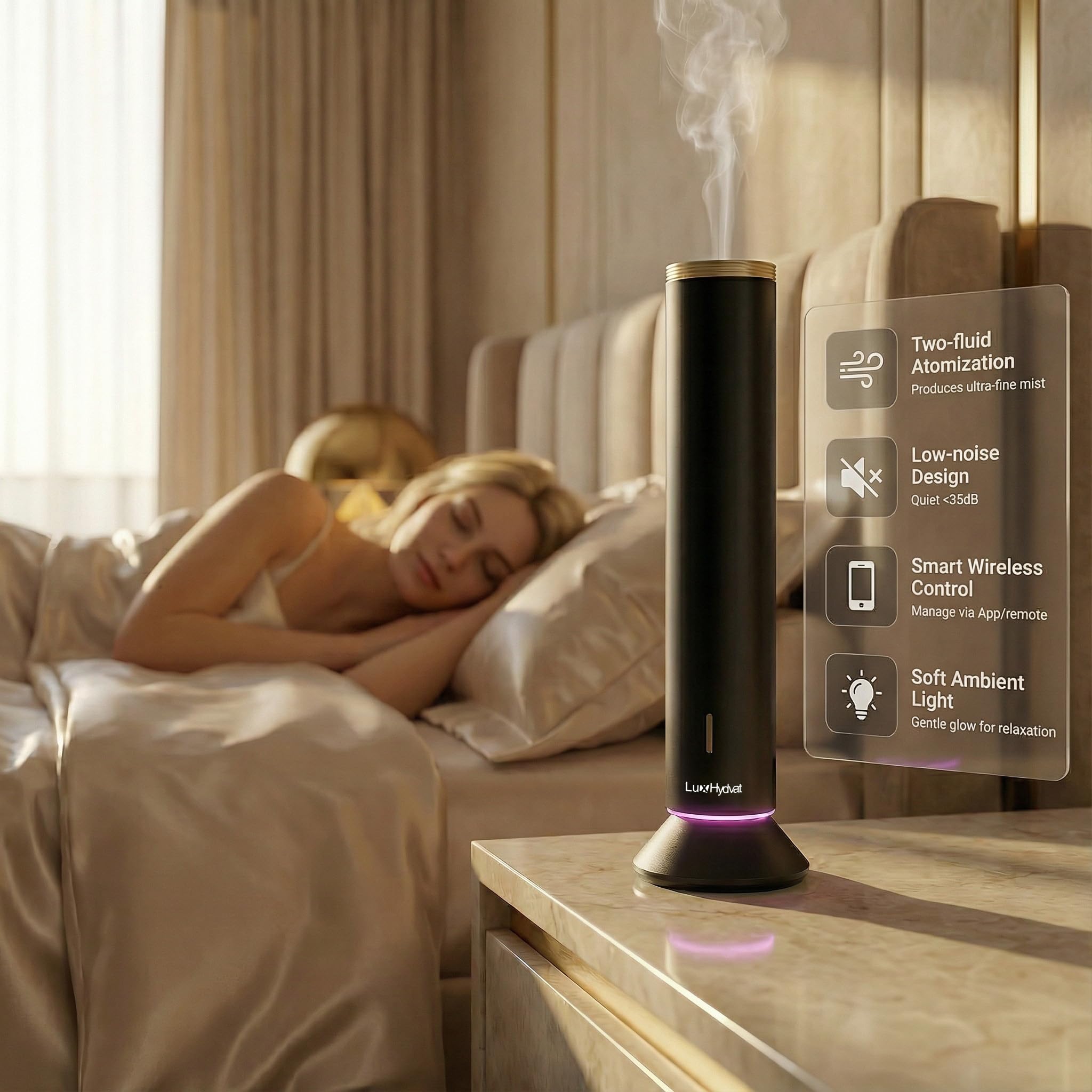 LuxHydvat contrôle via application mobile et télécommande pour personnaliser l’arôme