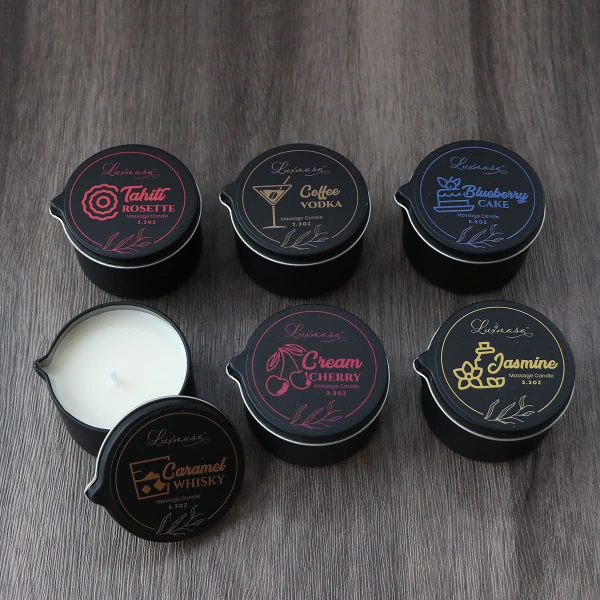 Luxmasa bougie massage basse température, absorption douce sur la peau