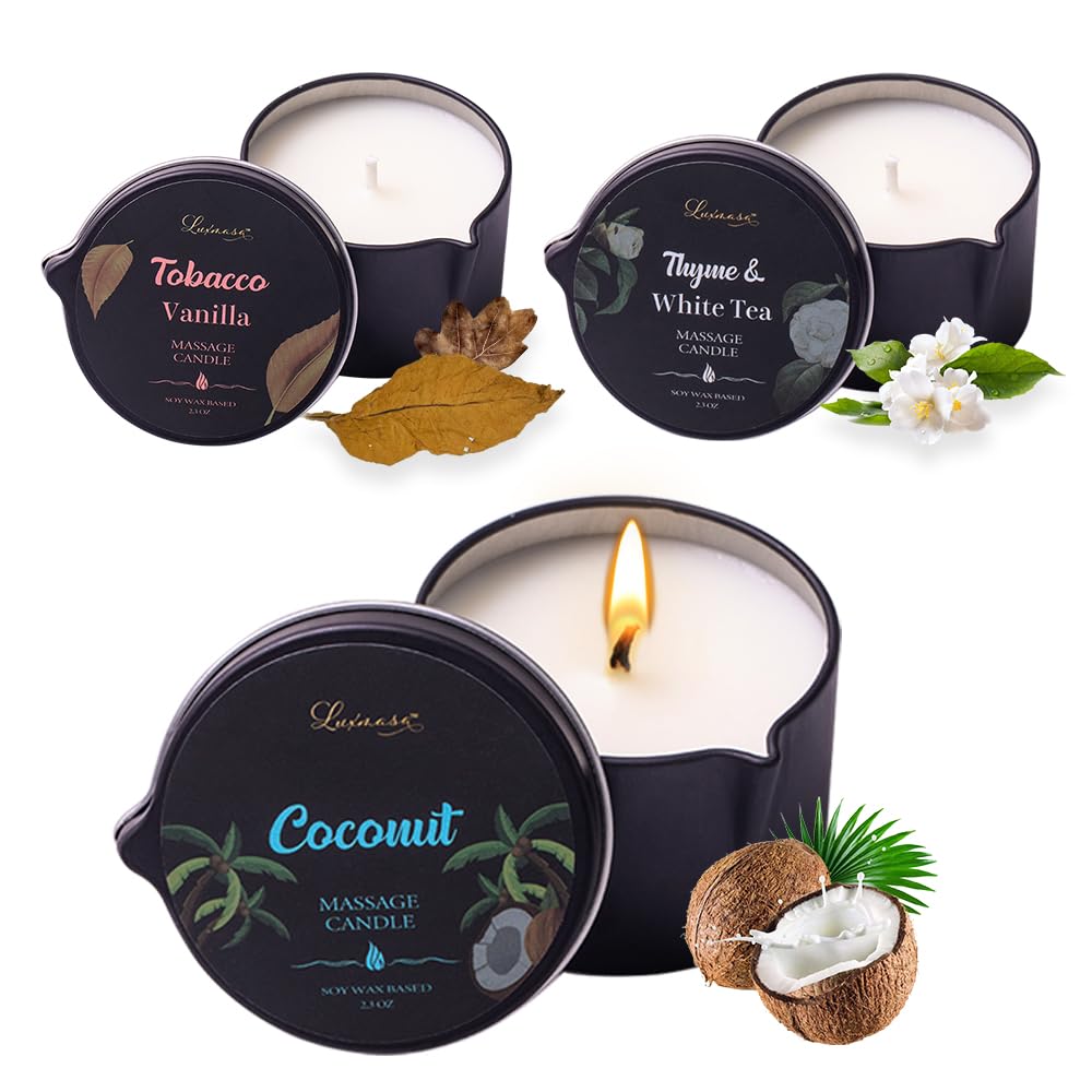 LUXMASA Bougie massage huile coco fond lentement pour nourrir la peau.
