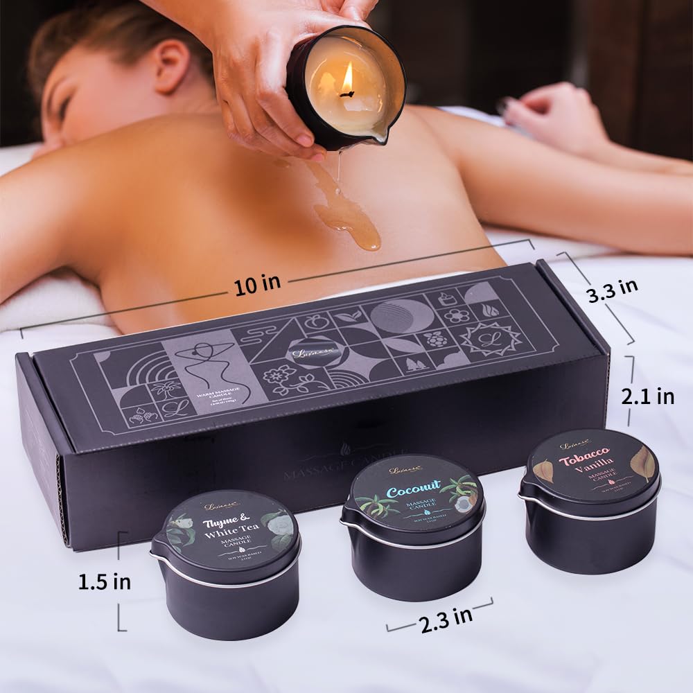 LUXMASA Bougie Thym et Thé blanc offre une expérience spa à domicile.