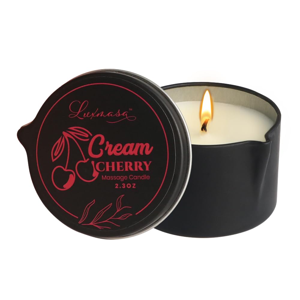 LUXMASA huile-massage-soja réchauffante cerise pour douceur et détente