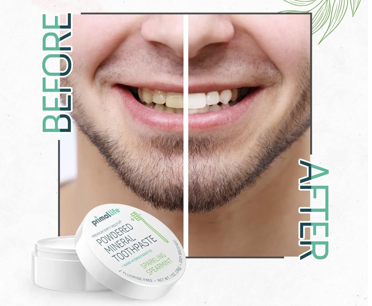 LuxProdX Primal Dirty Mouth Toothpowder - application lors du brossage pour une sensation mentholée.