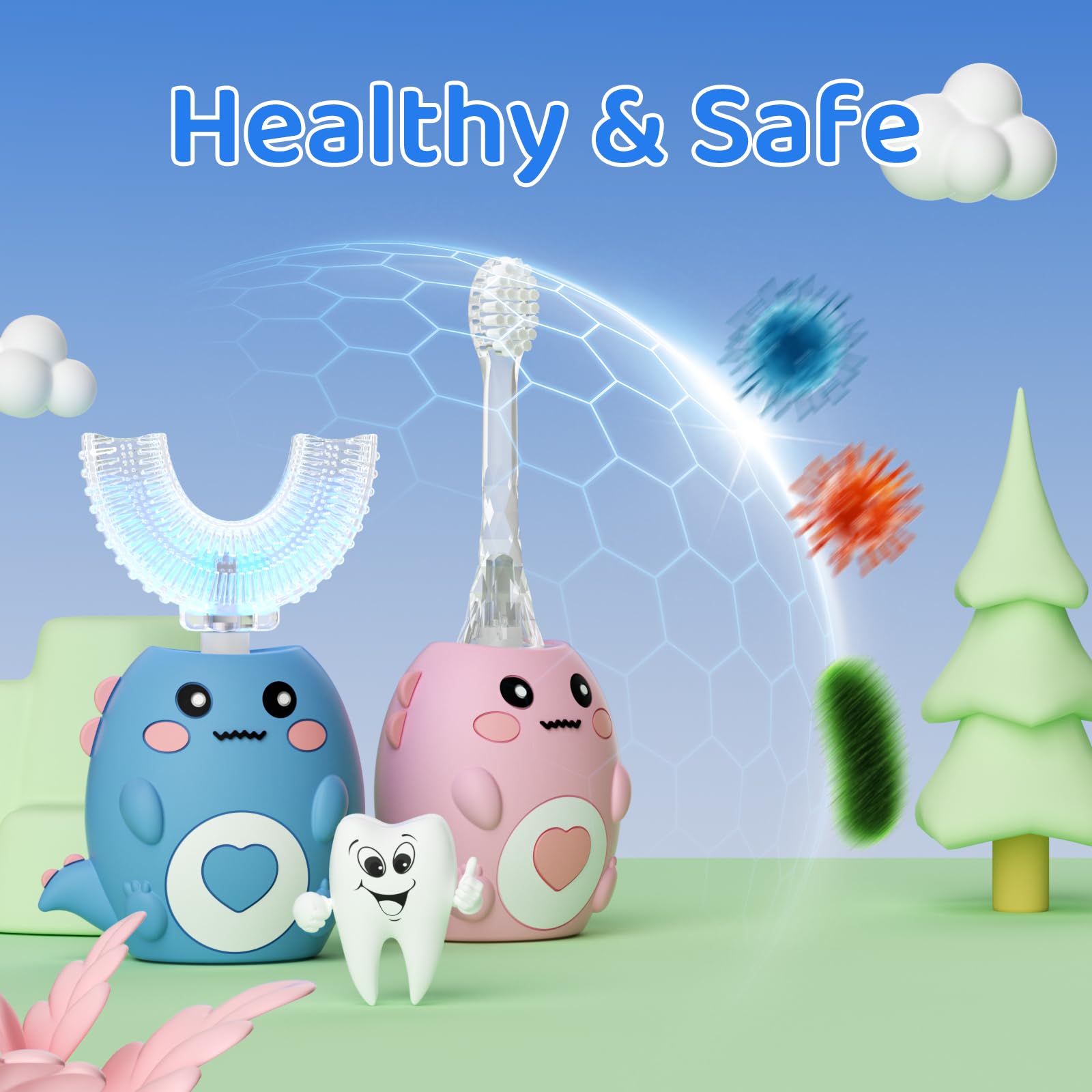 Corps en silicone doux et prise en main confortable pour les enfants.
