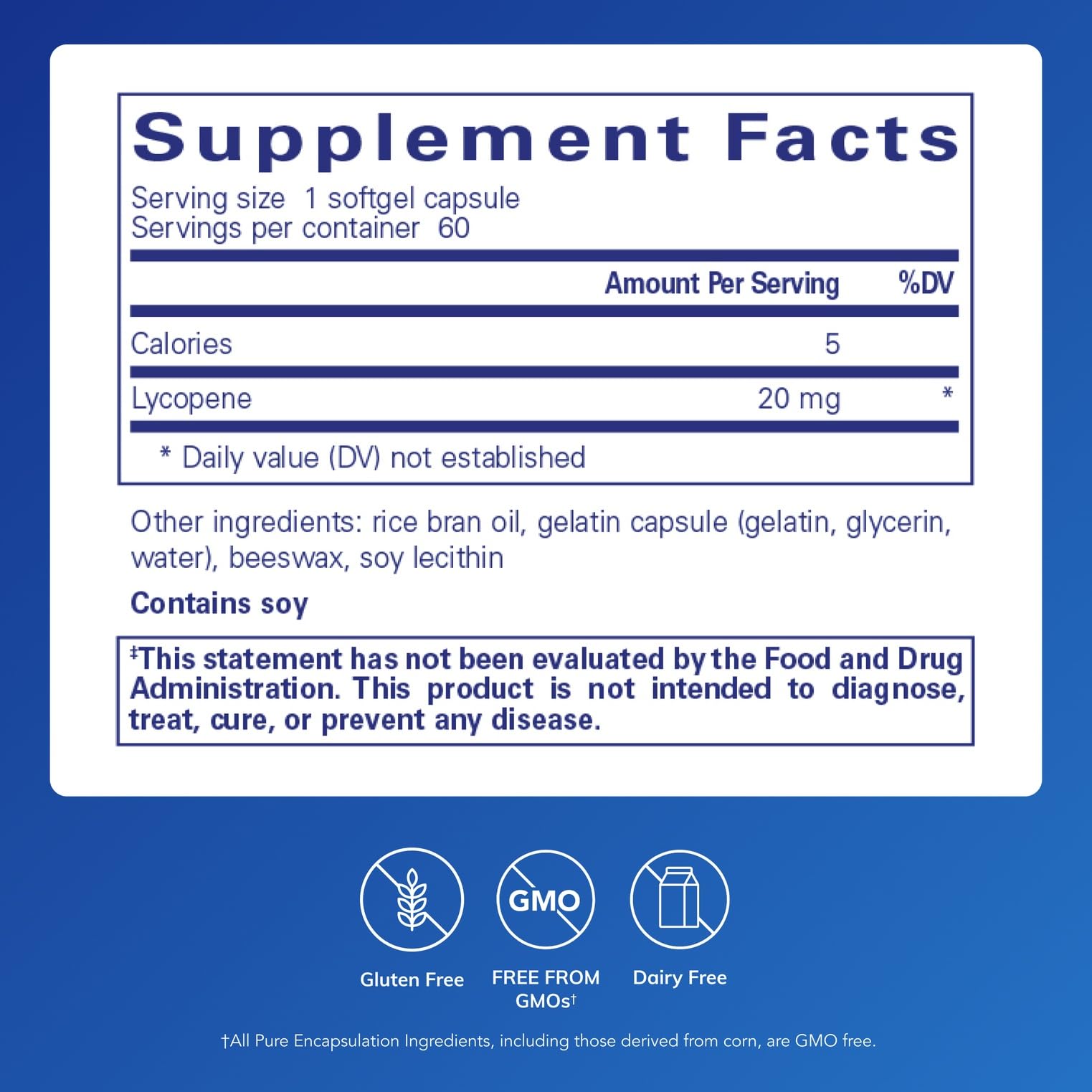 Lycopène 20 mg Pure Encapsulations extrait tomate et caroténoïdes pour nutrition cellulaire.