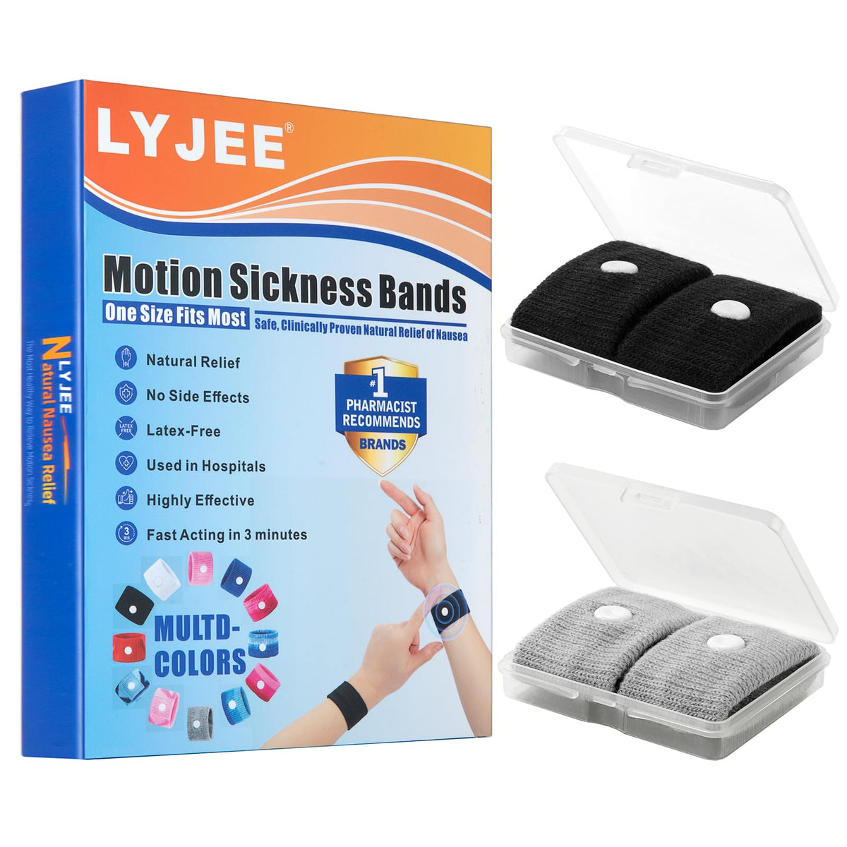 LYJEE bandes anti-nausée en poignet utilisant l'acupression pour apaiser les nausées.