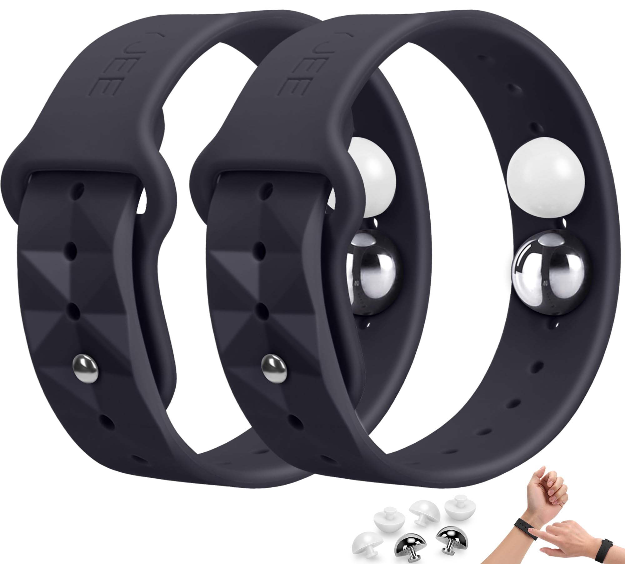 LYJEE bracelets anti-nausee voyage en silicone leger pour le confort quotidien.