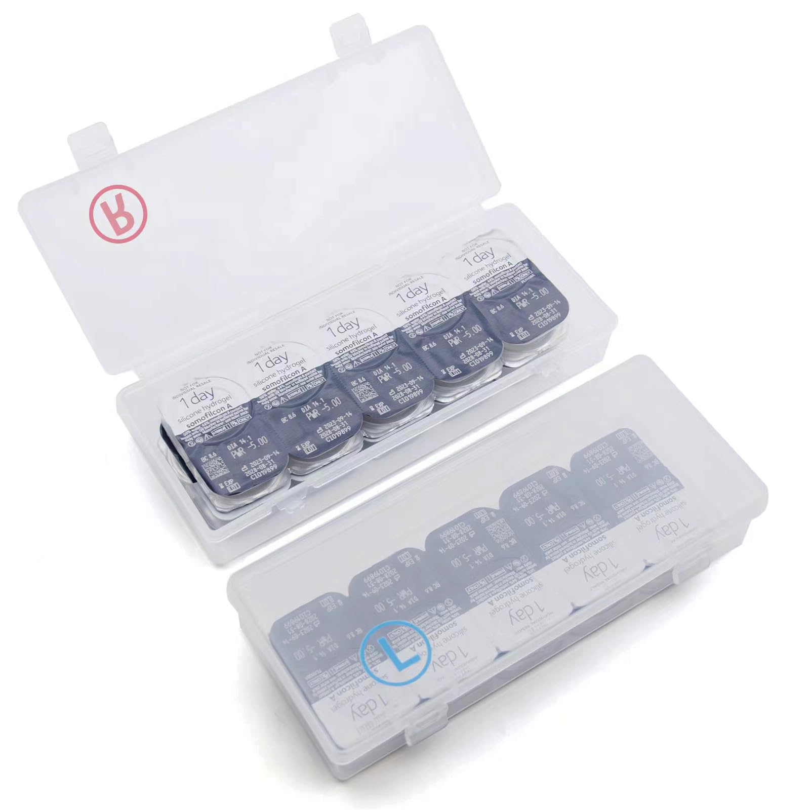 Boîte LYKKEKOI pour lentilles en duo, rangement pratique pour deux yeux.