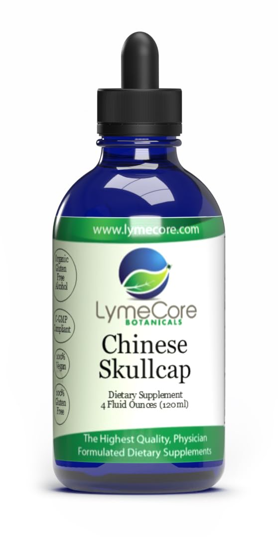 LymeCore Botanicals Chinese Skullcap: bouteille-liquide 120ml pour soutien immunitaire potentiel.