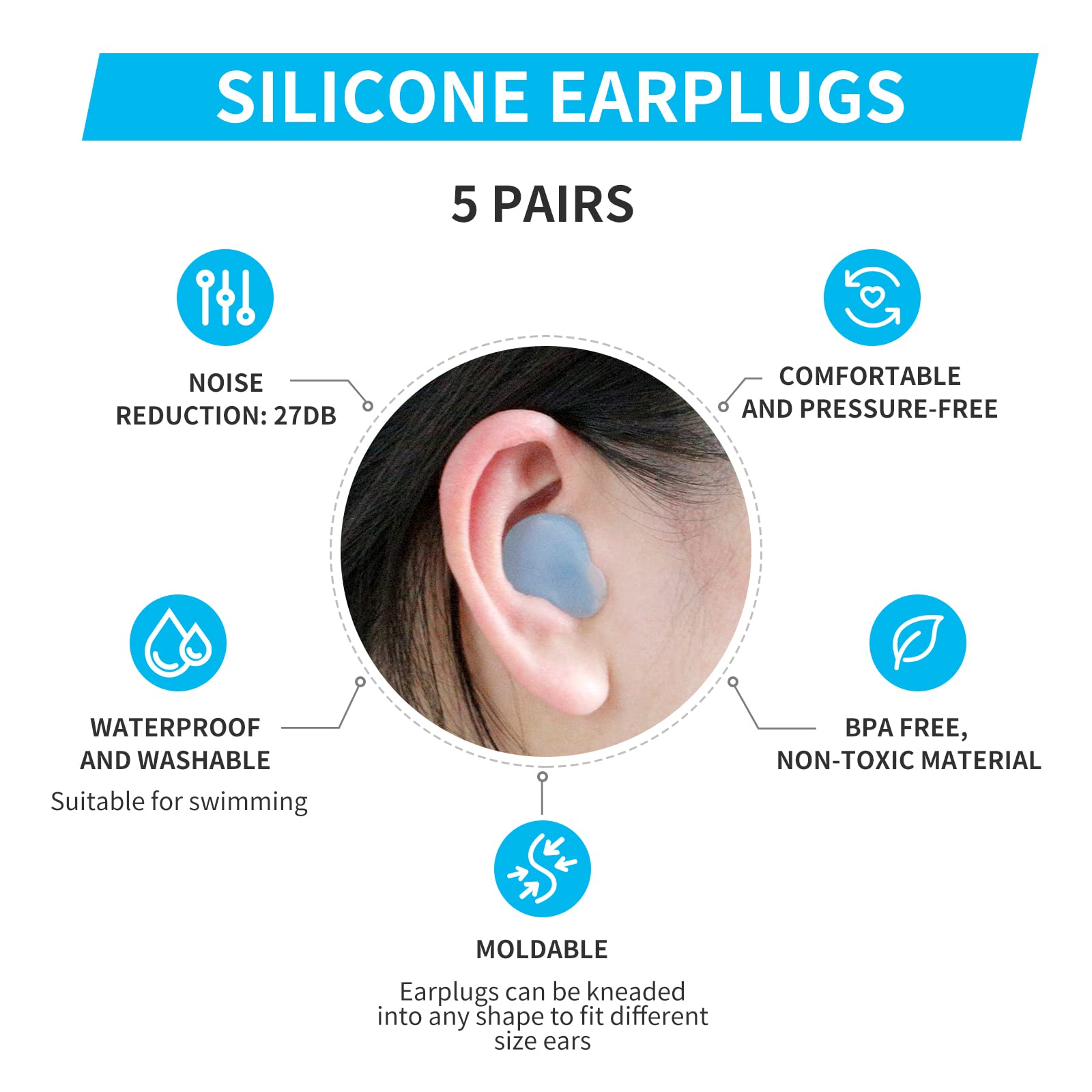 LYSIAN bouchons d'oreilles anti-bruit, confort silencieux et sécurité pour le sommeil.