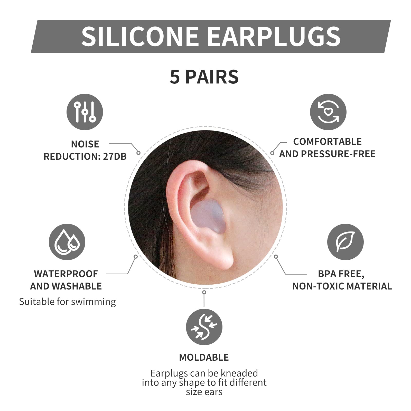 LYSIAN bouchons d'oreille protection eau adaptés à la natation