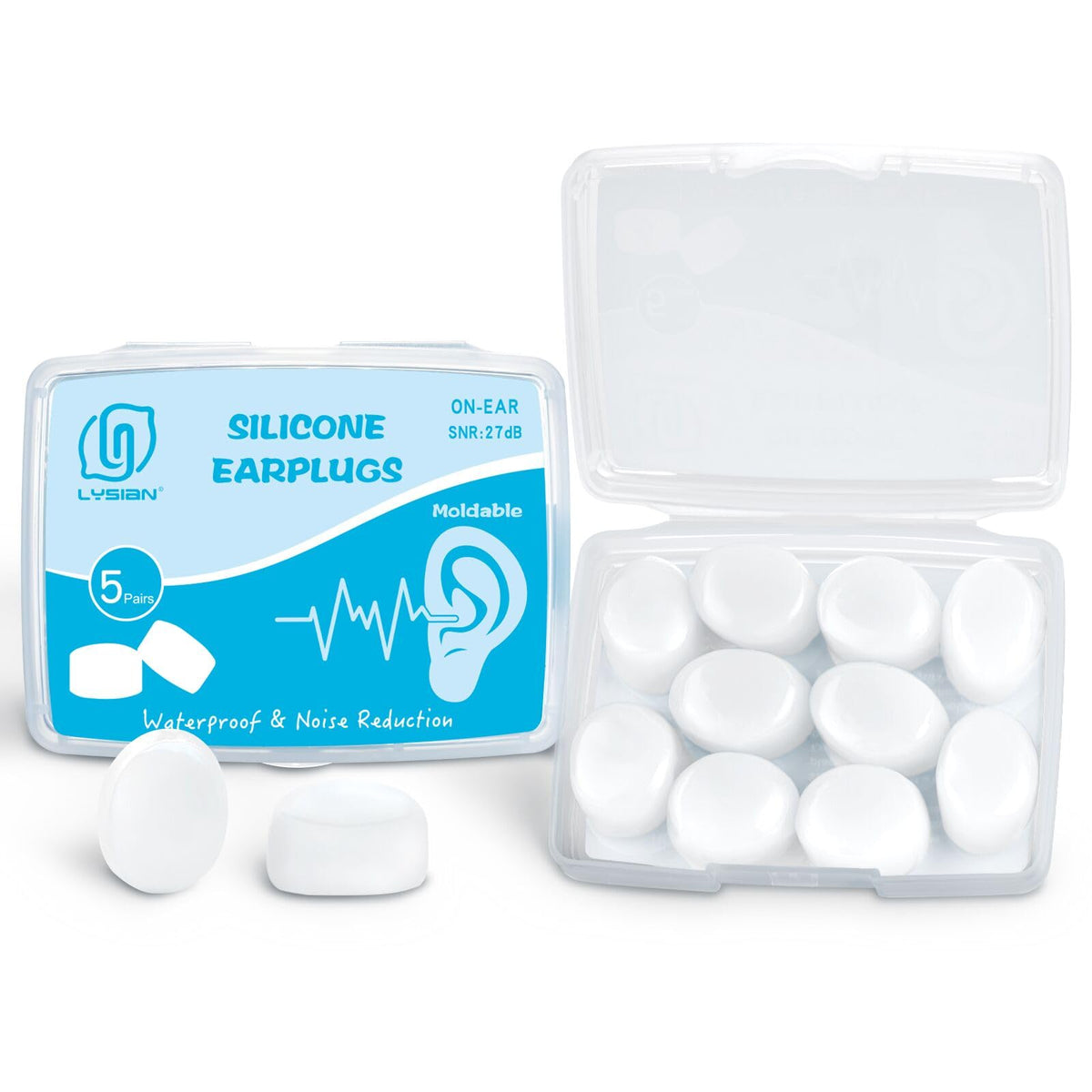 LYSIAN bouchons silicone moulables, sommeil paisible et réduction de bruit jusqu'à 27dB
