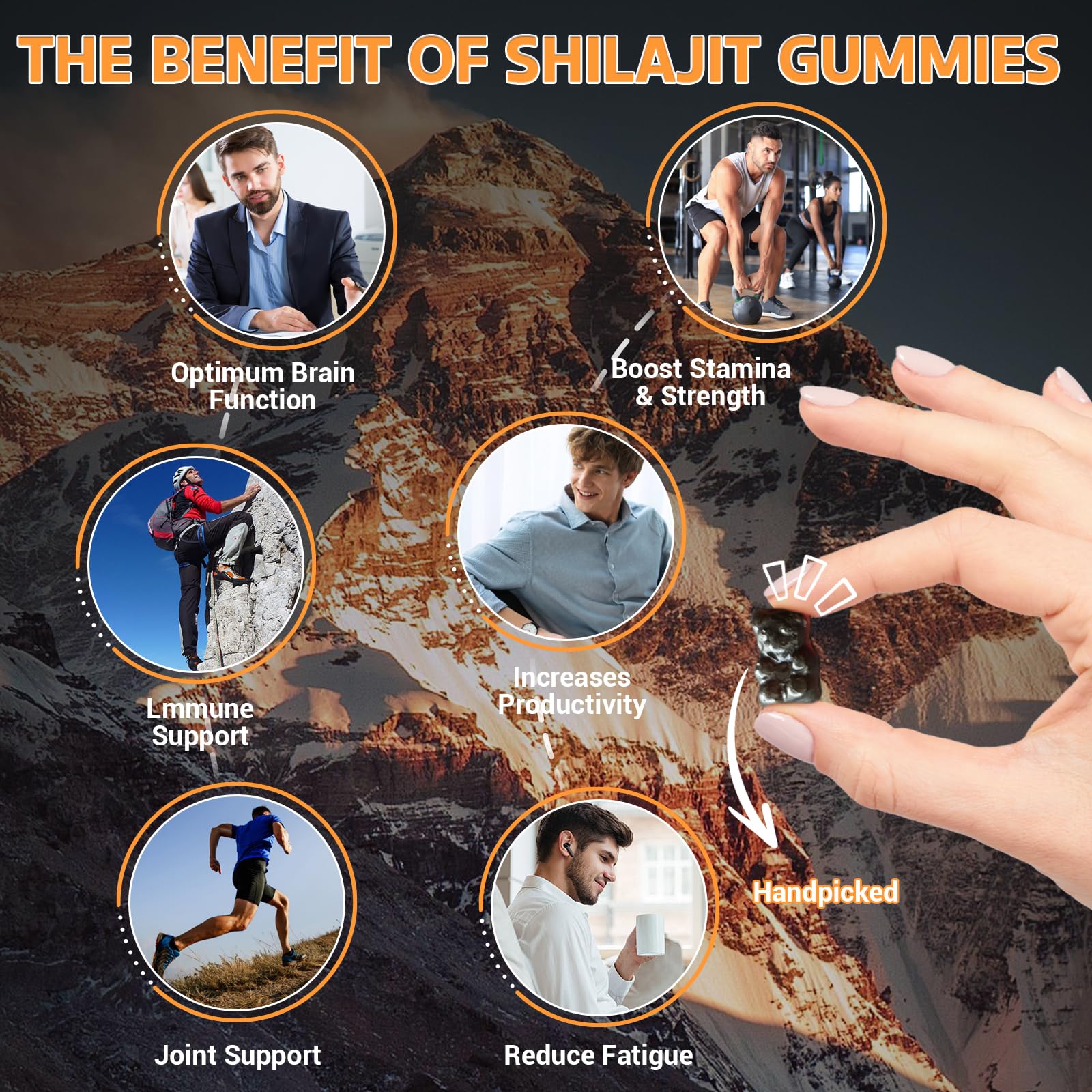 Gommes Lysimi Shilajit, texture molle, mâchage facile, soutien quotidien.