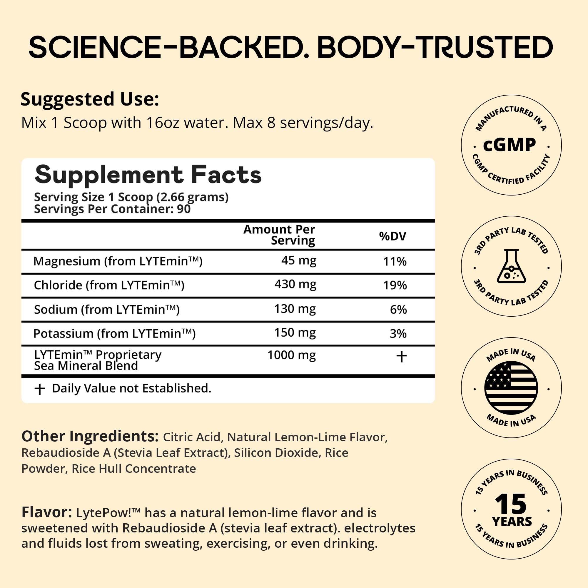 Étiquette Non-GMO, vegan et Keto-friendly de LyteLine.