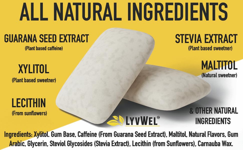 LyvWel Gomme Énergie Menthe – emballage pratique pour utilisation en déplacement