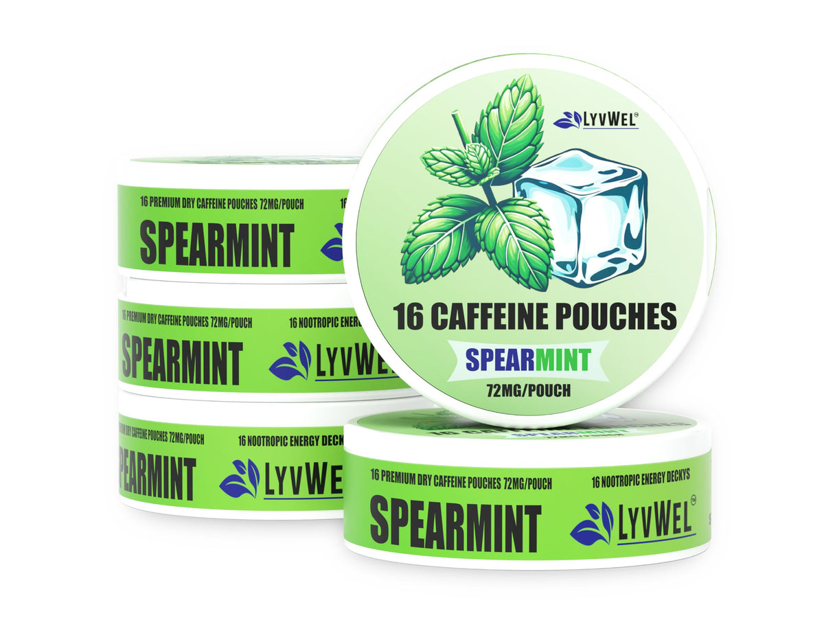 LyvWel Poche énergie caféine 72mg, menthe, énergie discrète et soutenue
