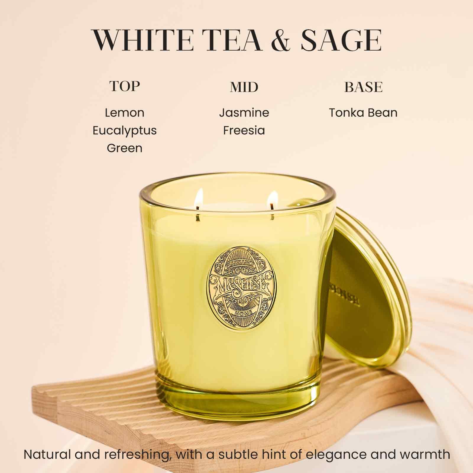 Parfum thé blanc sauge et matcha rafraîchit l atmosphere.