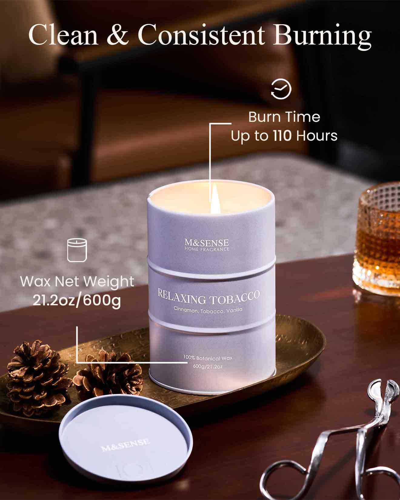 M&SENSE Bougie Tabac 600 g, longue durée pour espaces