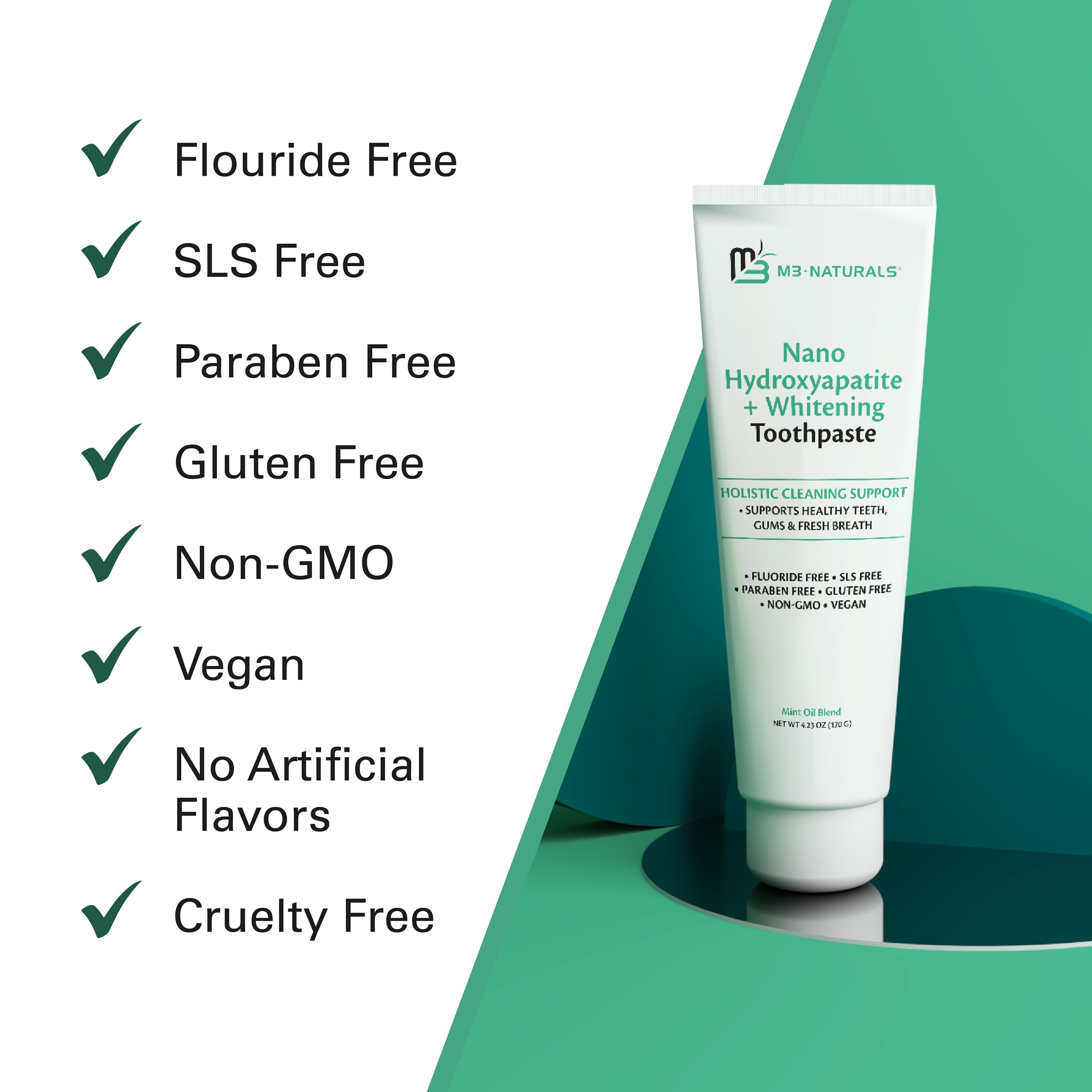 Pack double M3 Naturals, dentifrice sans fluorure pour un usage quotidien.
