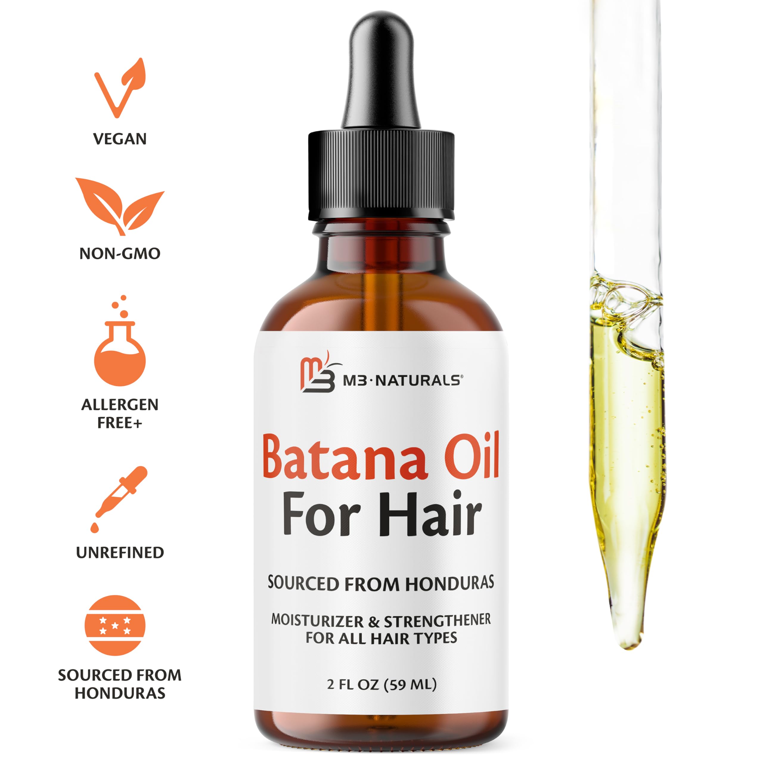 M3 Naturals Huile Batana – routine quotidienne facile pour cheveux et peau.