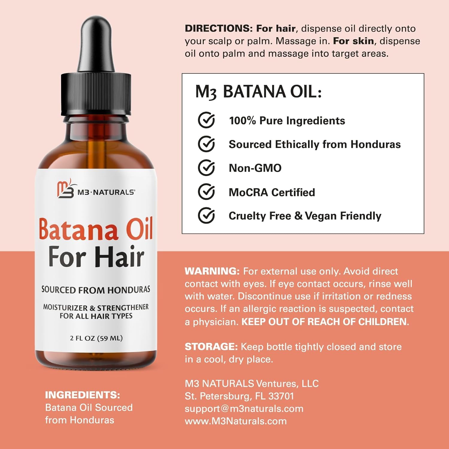 M3 Naturals Huile Batana – texture riche qui nourrit les cheveux secs.
