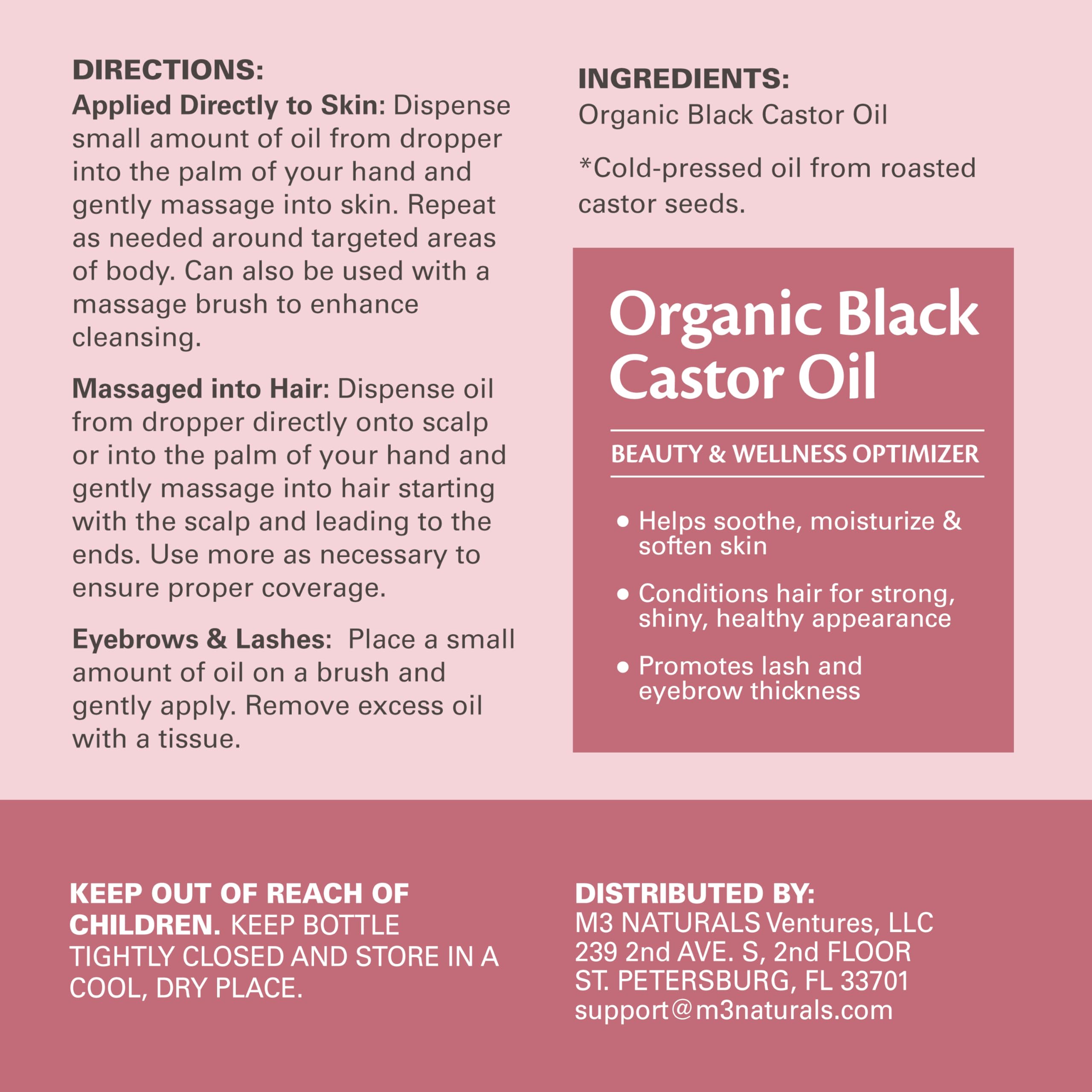 M3 Naturals huile ricin noire – pureté végétale pour soins naturels