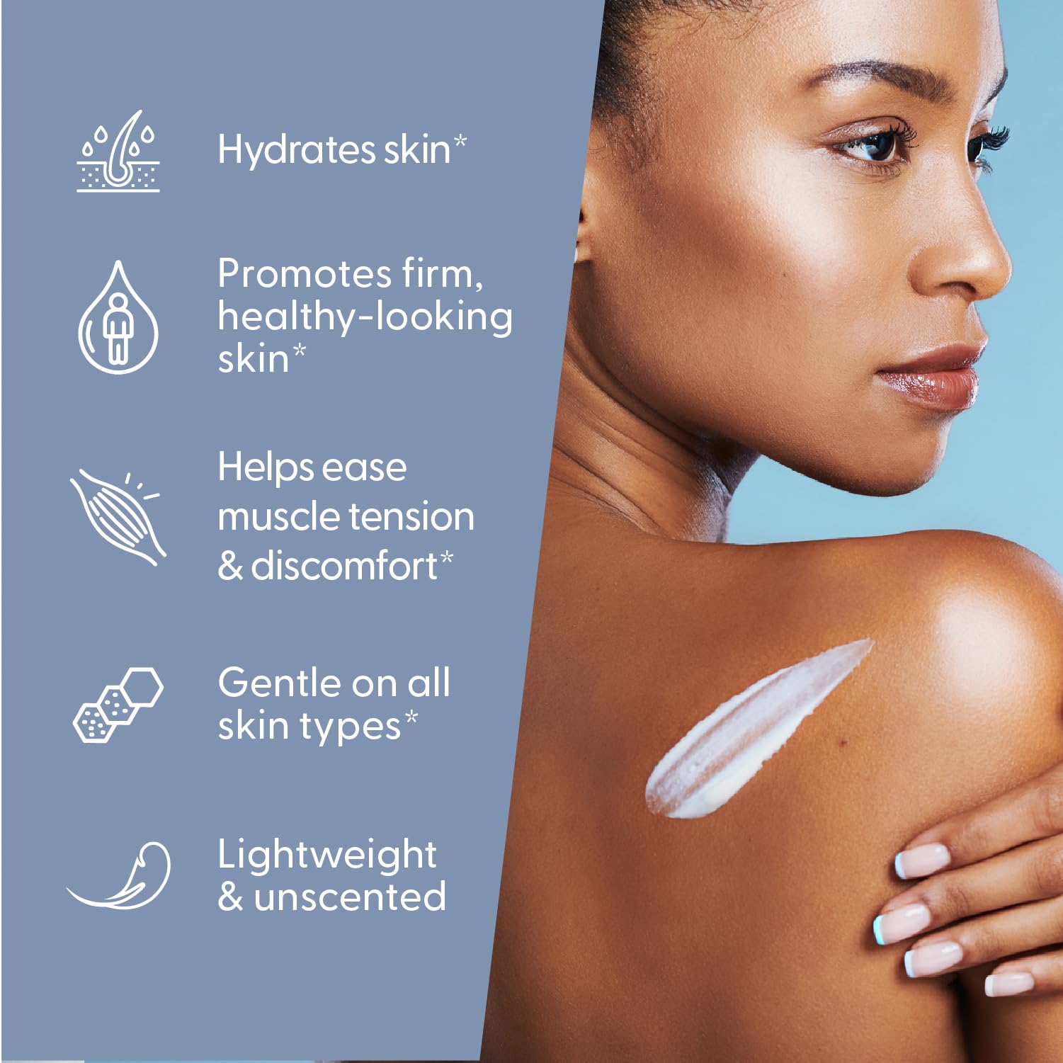 M3 Naturals lotion magnésium pour jambes fatiguées, apaise les muscles après l'effort.