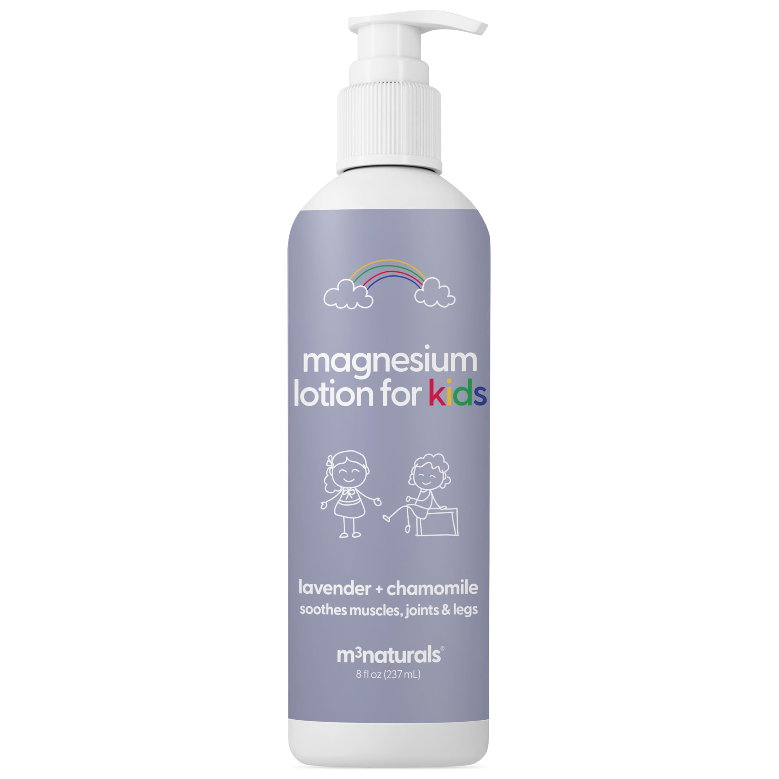 Lotion magnésium lavande M3 Naturals pour enfants, douceur et sommeil potentialisé.