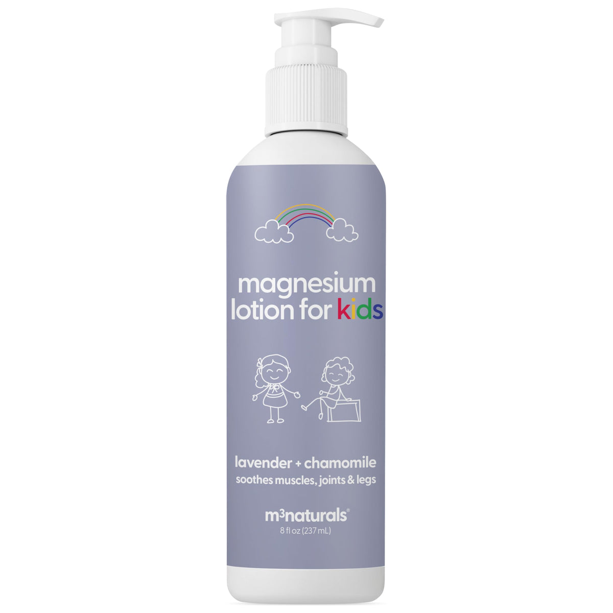 Lotion magnésium lavande M3 Naturals pour enfants, douceur et sommeil potentialisé.
