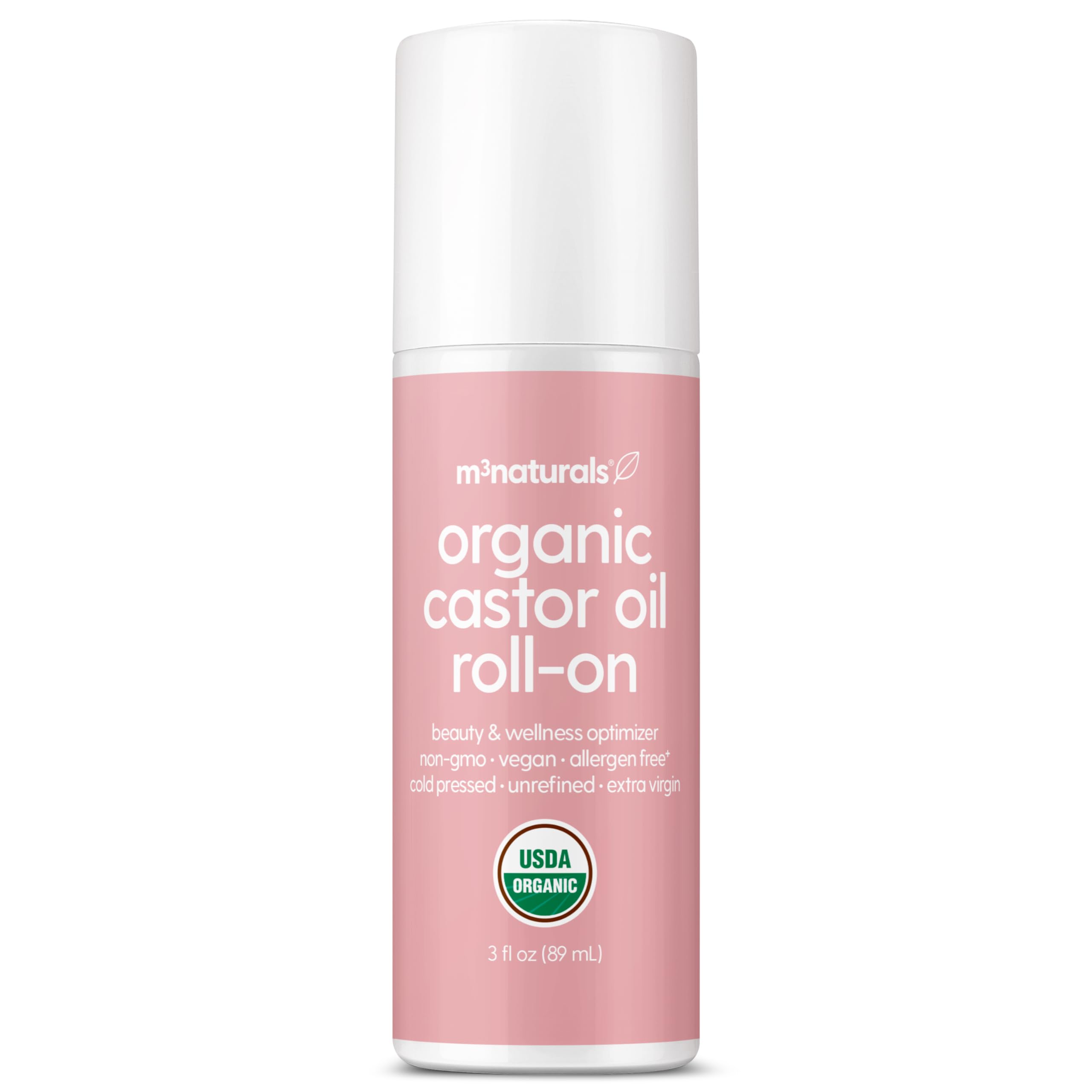 Roll-On M3 Naturals: huile de ricin bio pour hydratation ciblée.