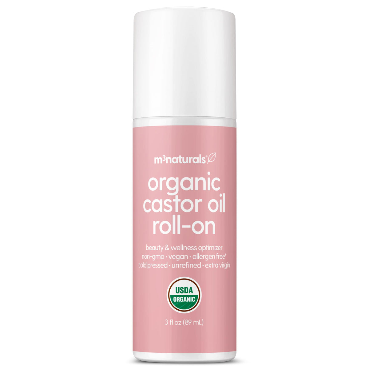Roll-On M3 Naturals: huile de ricin bio pour hydratation ciblée.