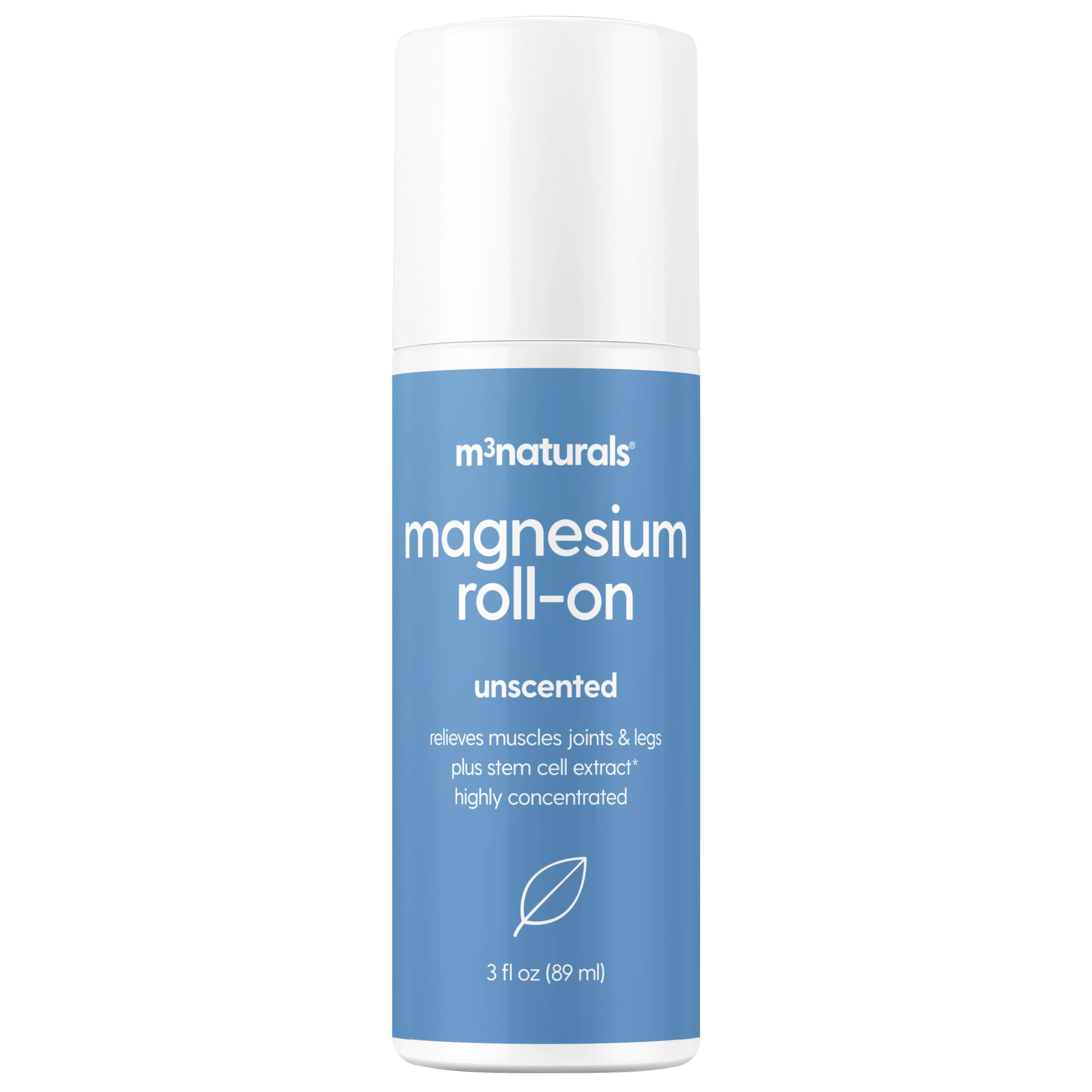 M3 Naturals Roll-On Magnésium: bouteille en gros plan prête à l'emploi.
