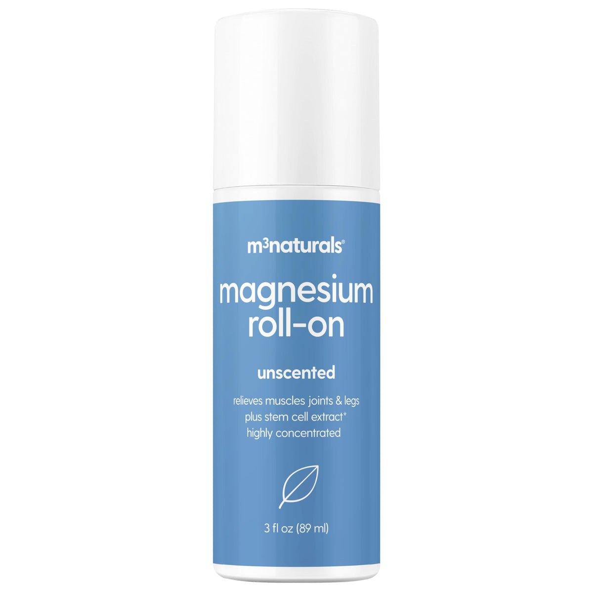 M3 Naturals Roll-On Magnésium: bouteille en gros plan prête à l'emploi.