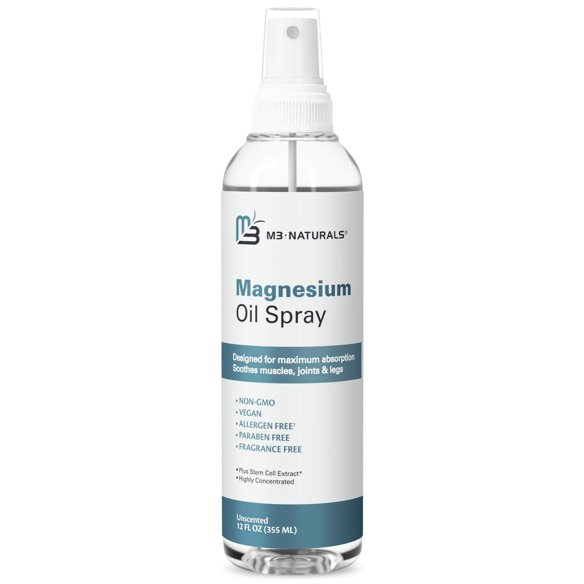 M3 Naturals Spray huile magnésium — bouteille prête à détendre les muscles.