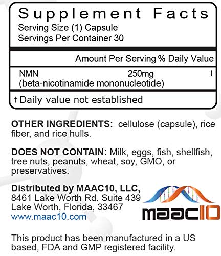 Gros plan sur les capsules MAAC10 NMN 250 mg, faciles à avaler et énergisantes.