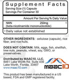 Gros plan sur les capsules MAAC10 NMN 250 mg, faciles à avaler et énergisantes.