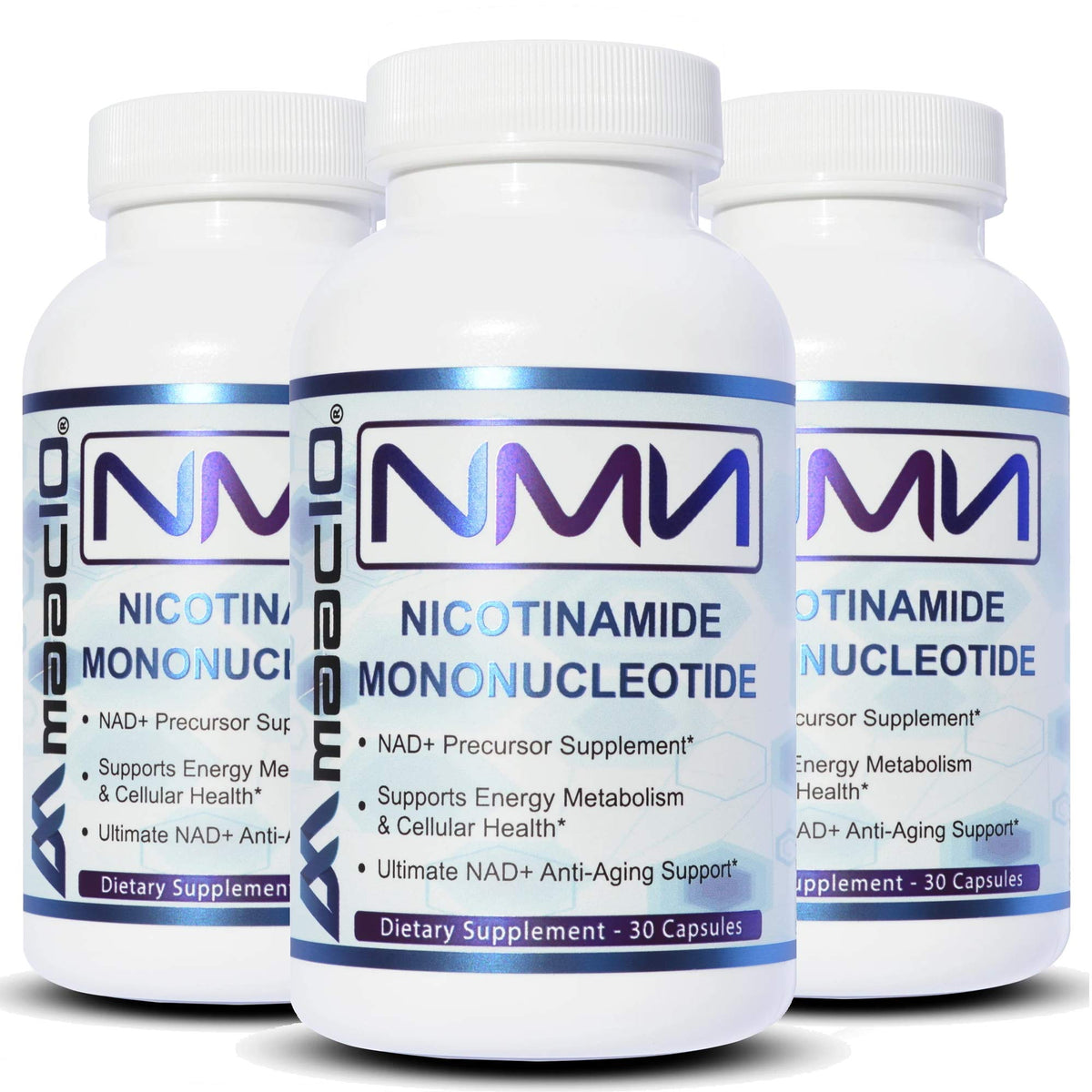 Capsules MAAC10 NMN – dose 125 mg soutenant l'énergie cellulaire.