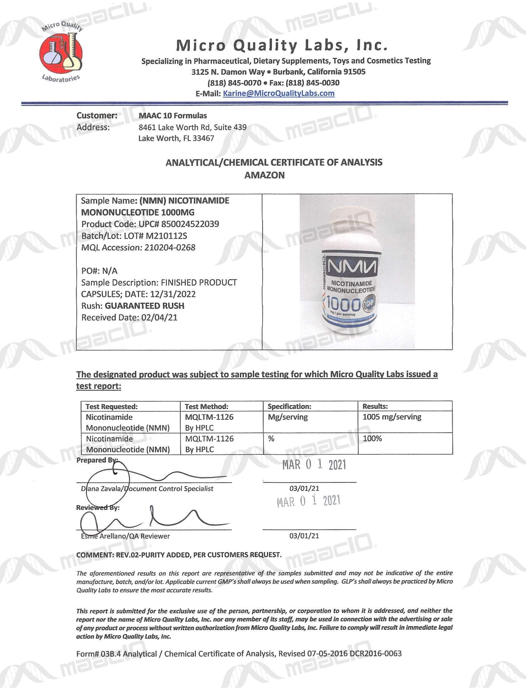 Emballage MAAC10 NMN pratique et organisé pour le rangement.