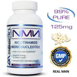 Premier plan capsules MAAC10 NMN, fond neutre et propre.