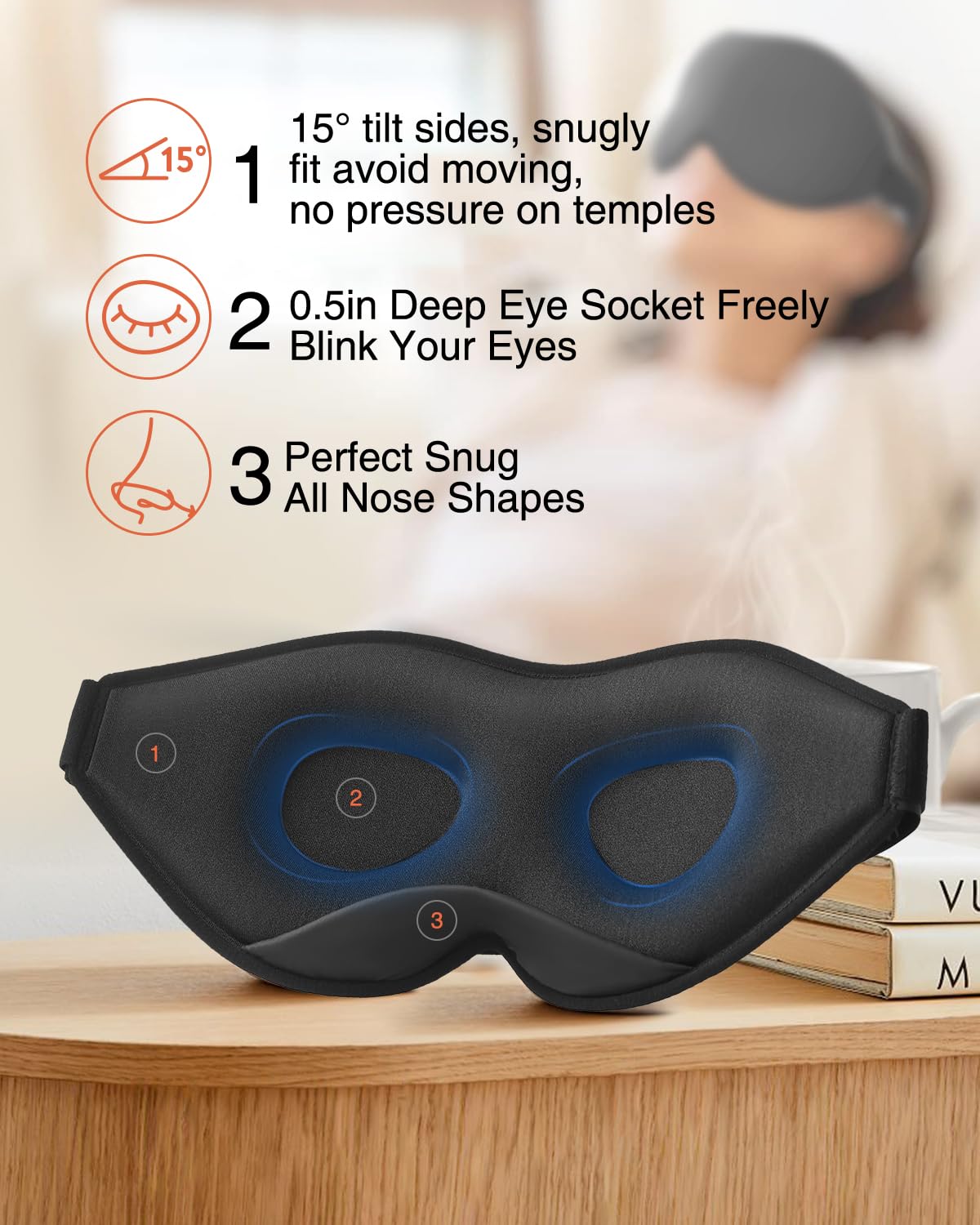 MABAO masque-sommeil design nez invisible bloque la lumière