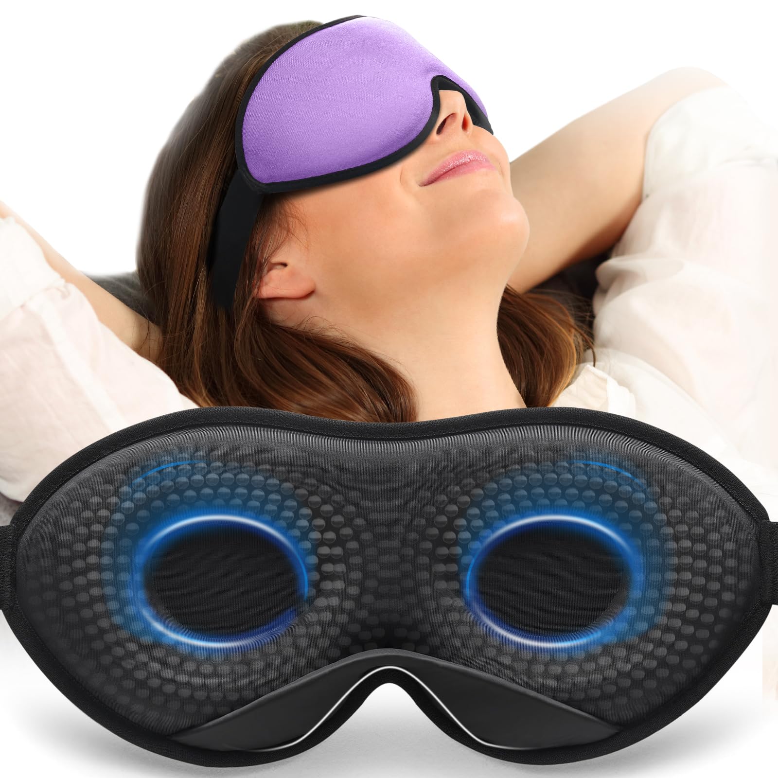 MABAO masque de sommeil pondéré sur le visage offre obscurité et confort.