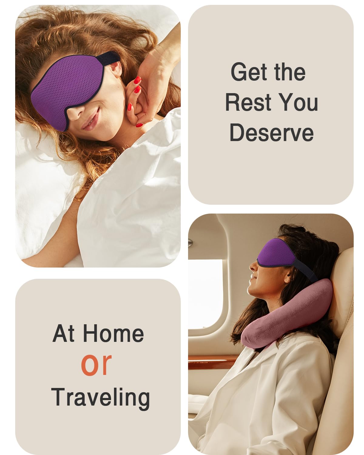MABAO masque parfait pour voyage et sieste violet