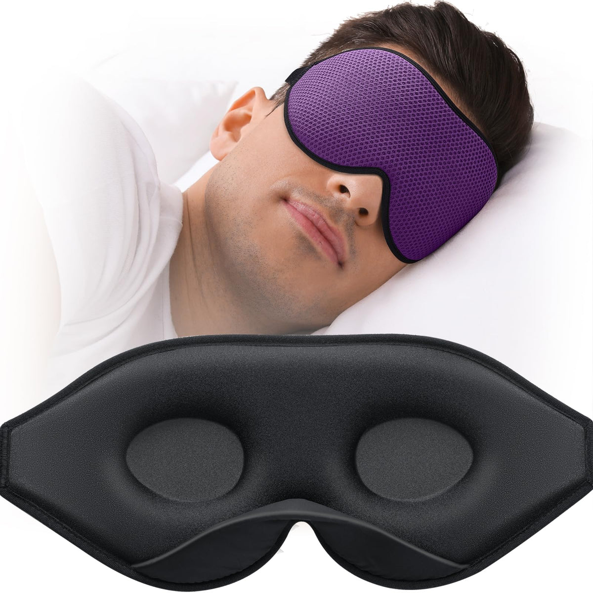 MABAO masque yeux pour sommeil cote violet bloque lumière et offre confort