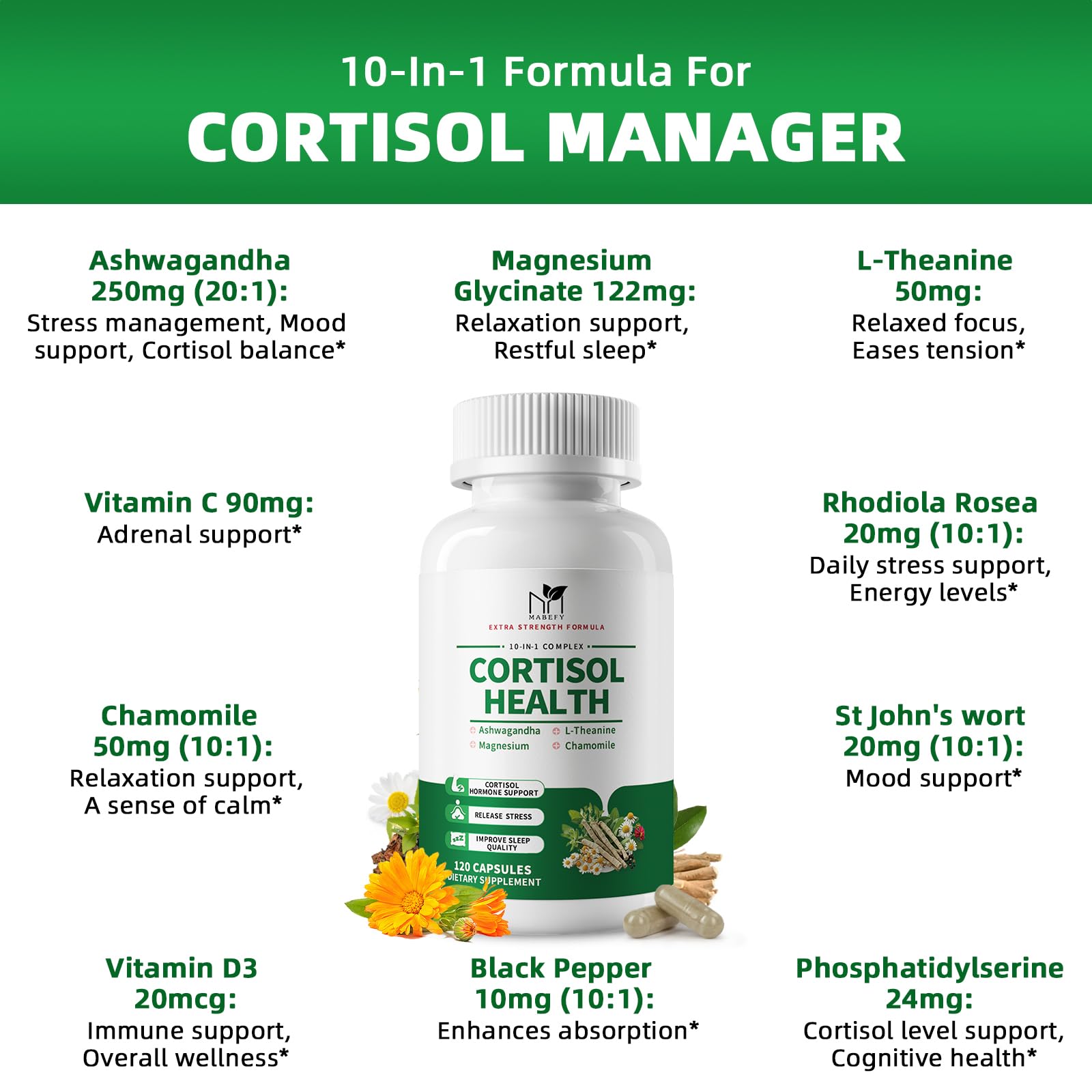 Mabefy Cortisol avec ashwagandha et magnésium – détente et bien-être