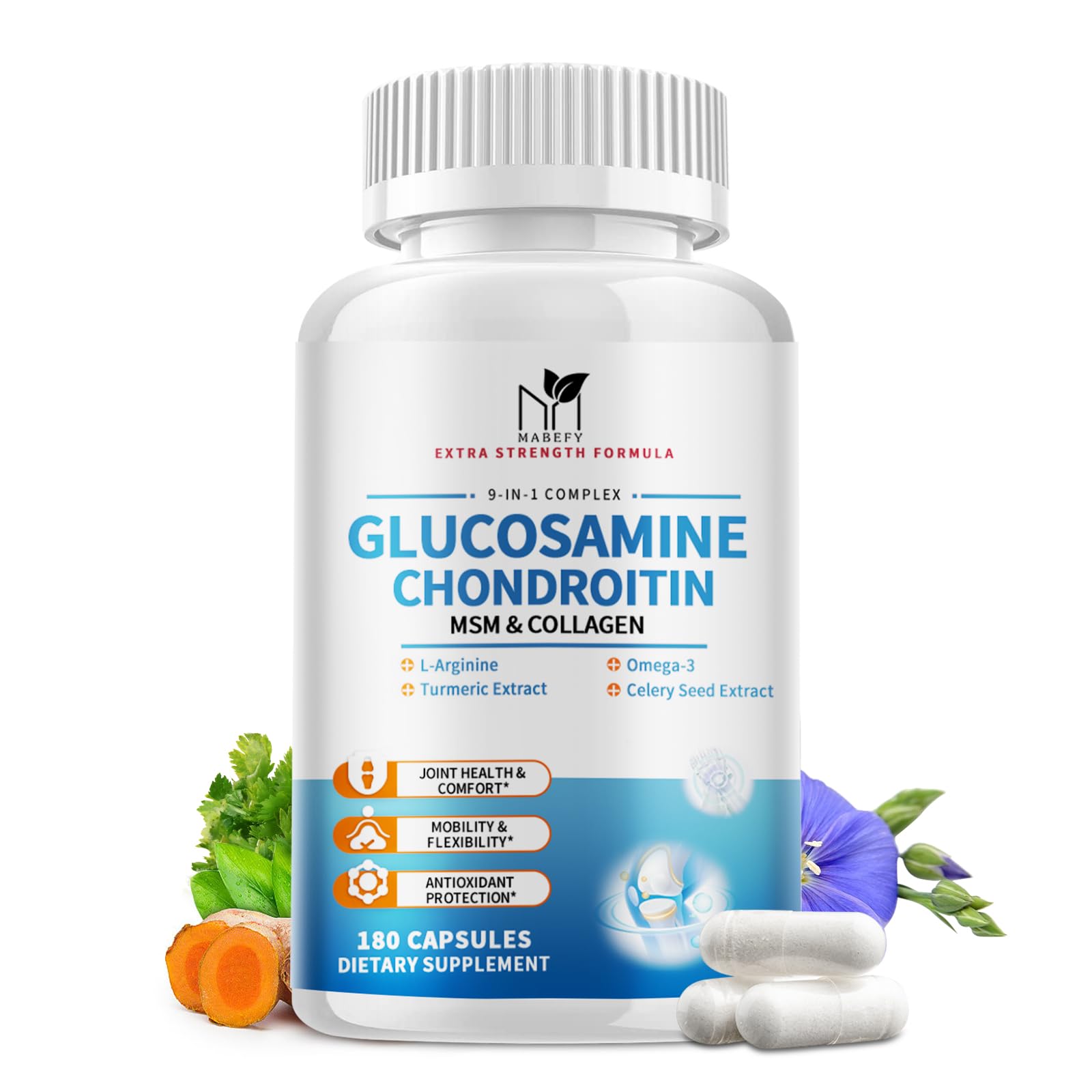 MABEFY Glucosamine Chondroïtine MSM – capsules pour le soutien articulaire lors d’un entraînement.