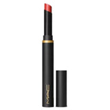 MAC Poudre Kiss Velours Blur Stick emballage, couleur profonde et hydratation potentielle.