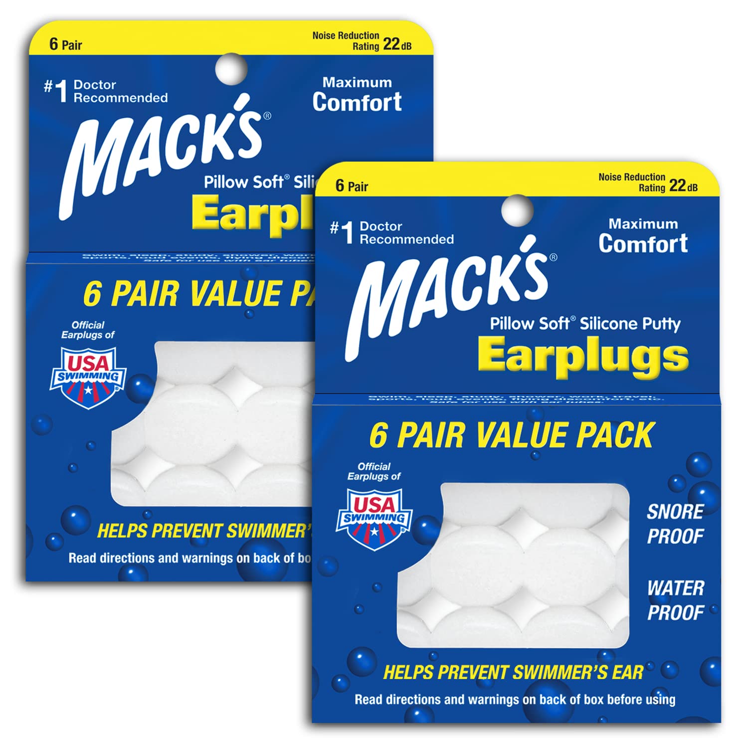 Bouchons Mack's Pillow Soft en silicone mousseux, ensemble de 2 paires, confort et adaptation.