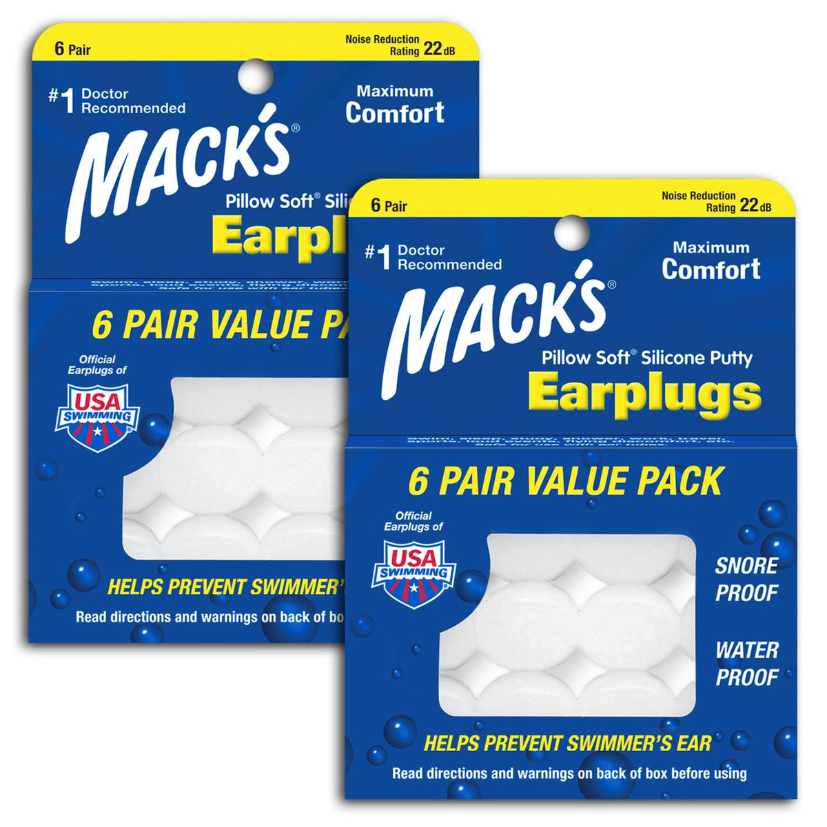 Bouchons Mack's Pillow Soft en silicone mousseux, ensemble de 2 paires, confort et adaptation.