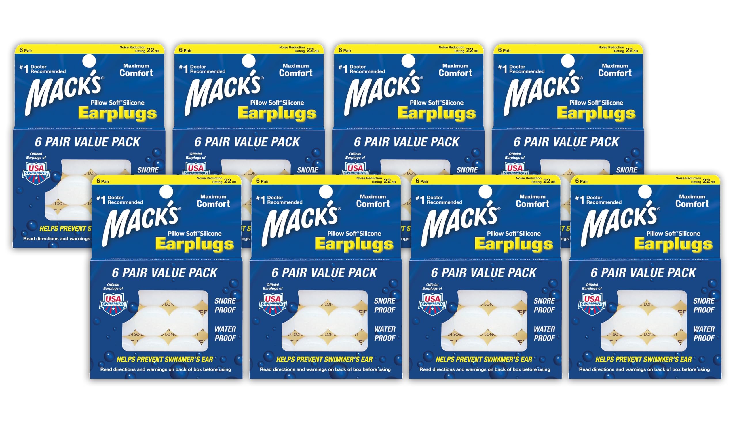 Bouchons d'oreille Mack's Pillow Soft en silicone, ajustement souple pour dormir et réduire le bruit.